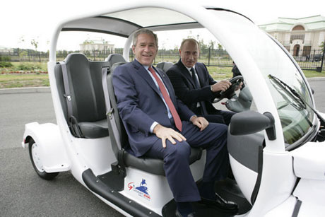 Bush and Putin in Electric Car at G8