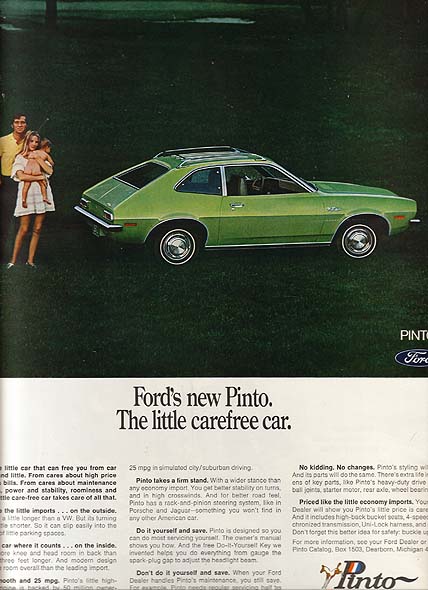 Pinto Ranch Ad Deadly Ford Pinto Was Marketed as Indestructible and Carefree ...