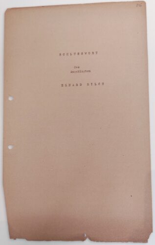 Cover sheet, Schlusswort des Angeklagten Erhard Milch, folio 86